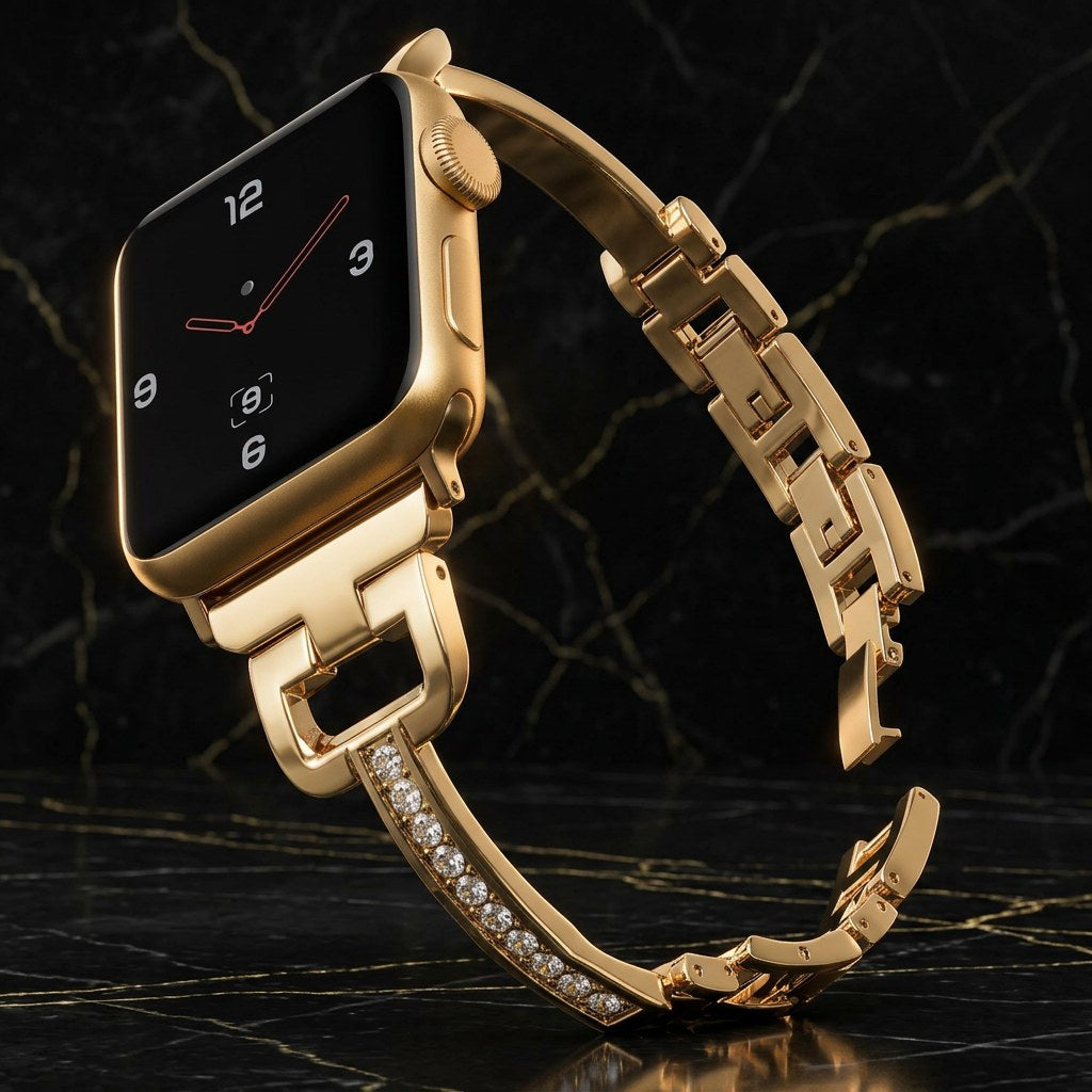DiamondLink Luxury Crystal Bracelet for Apple Watch – Gold Edition