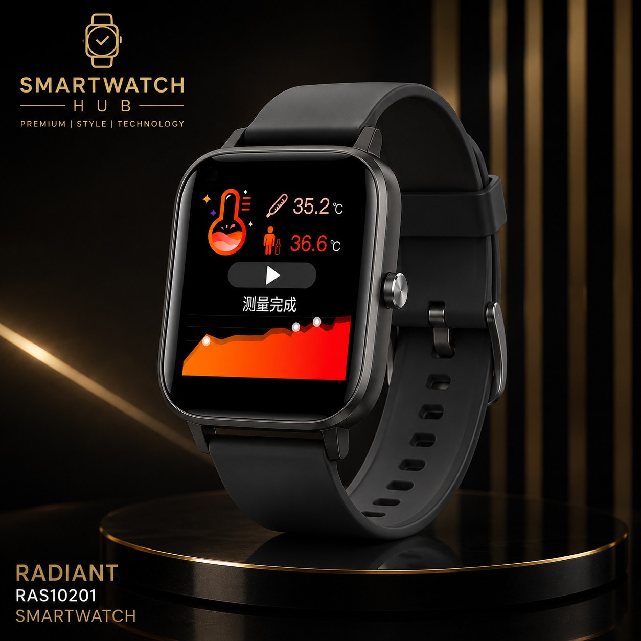 Radiant Queensboro Smartwatch – Bluetooth Calling & Activity Tracker (Gold Edition)