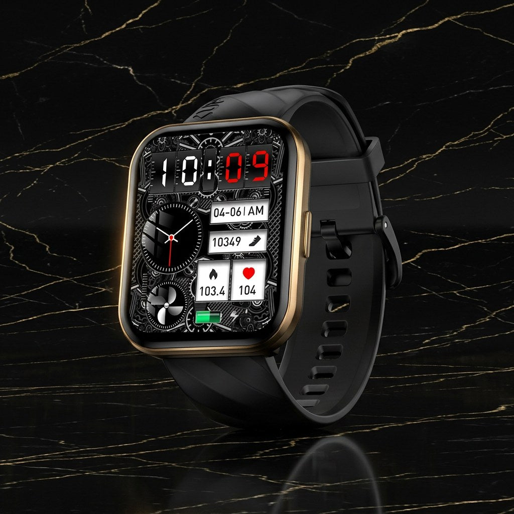 KUMI KU6 Meta Smartwatch – 1.96" Bluetooth Calling Watch (Black)