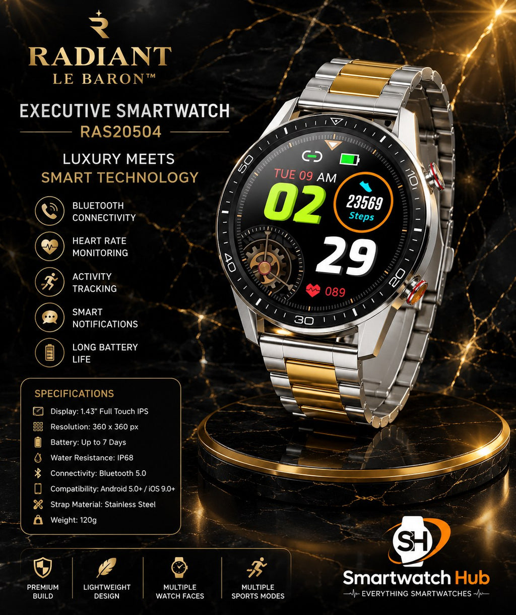 Radiant Le Baron Executive Smartwatch – Gold & Silver Bluetooth Calling Watch