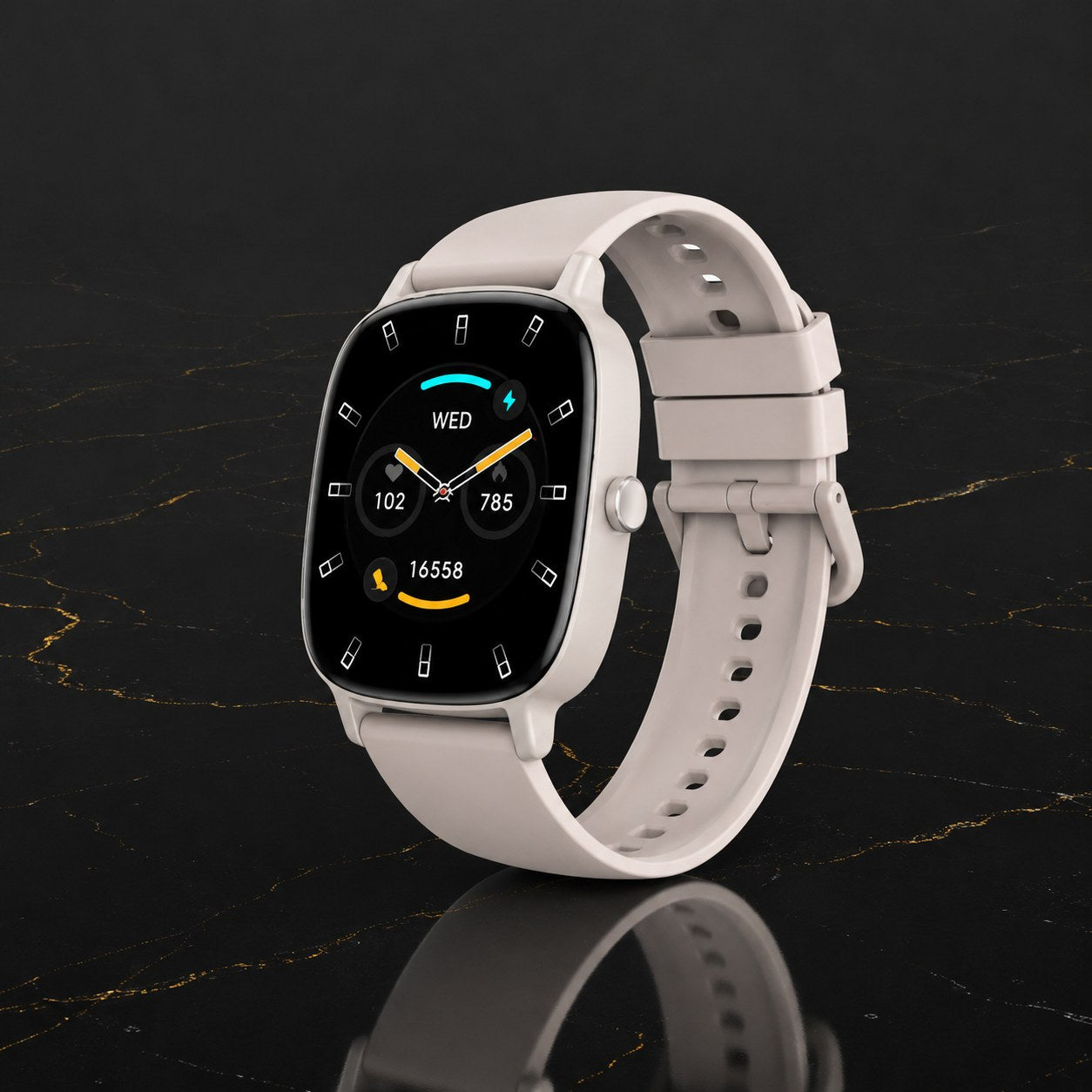 KSIX Pulse Smartwatch – 1.83" Display, IP68 Waterproof (Beige Edition)
