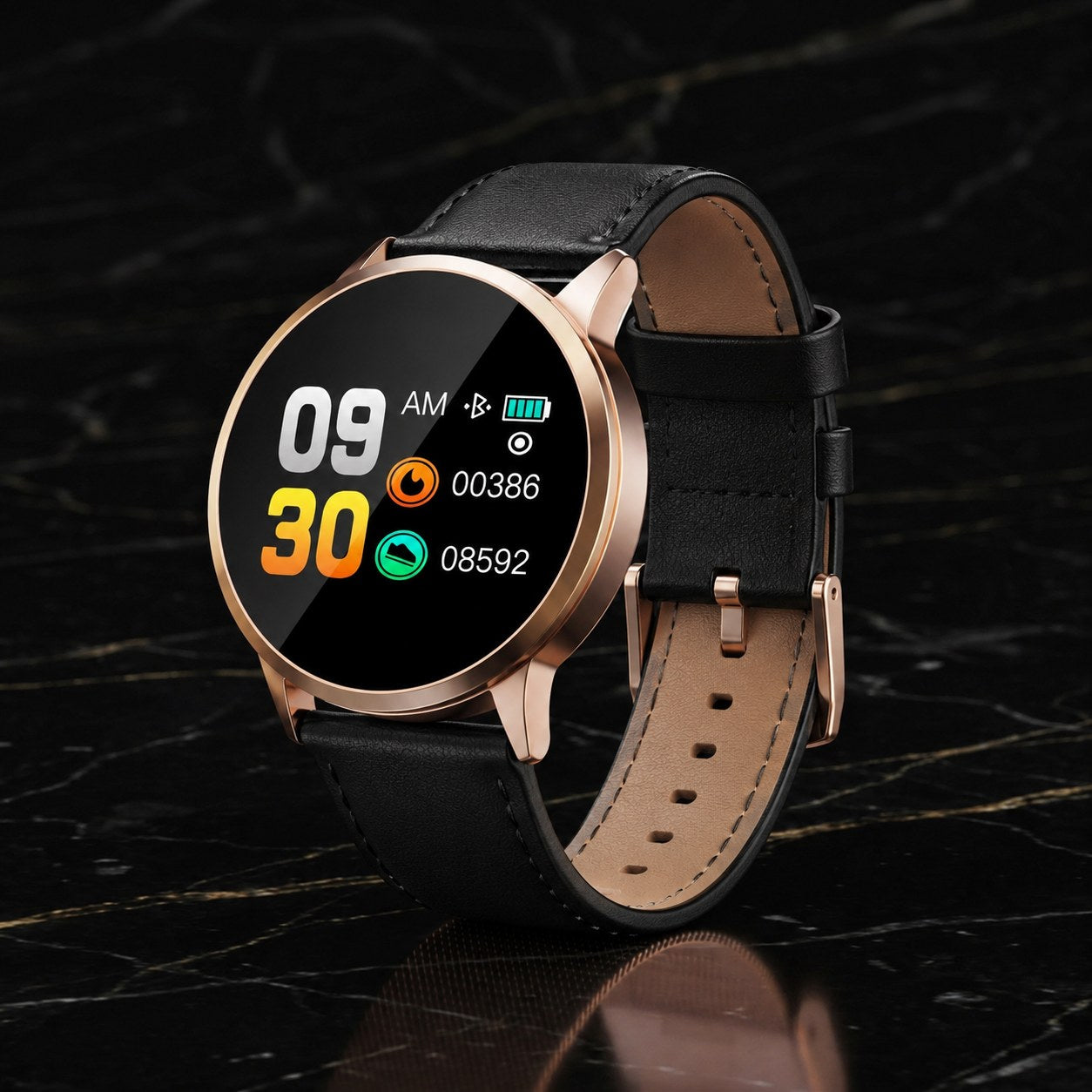 AuraTrack Smartwatch – Rose-Gold Wellness & Activity Monitor