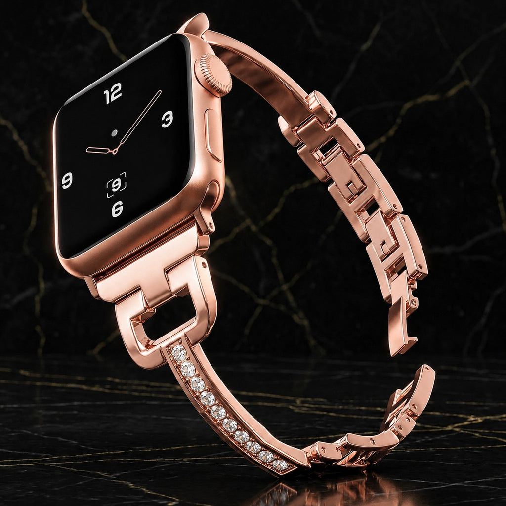 DiamondLink Luxury Crystal Bracelet for Apple Watch – Gold Edition
