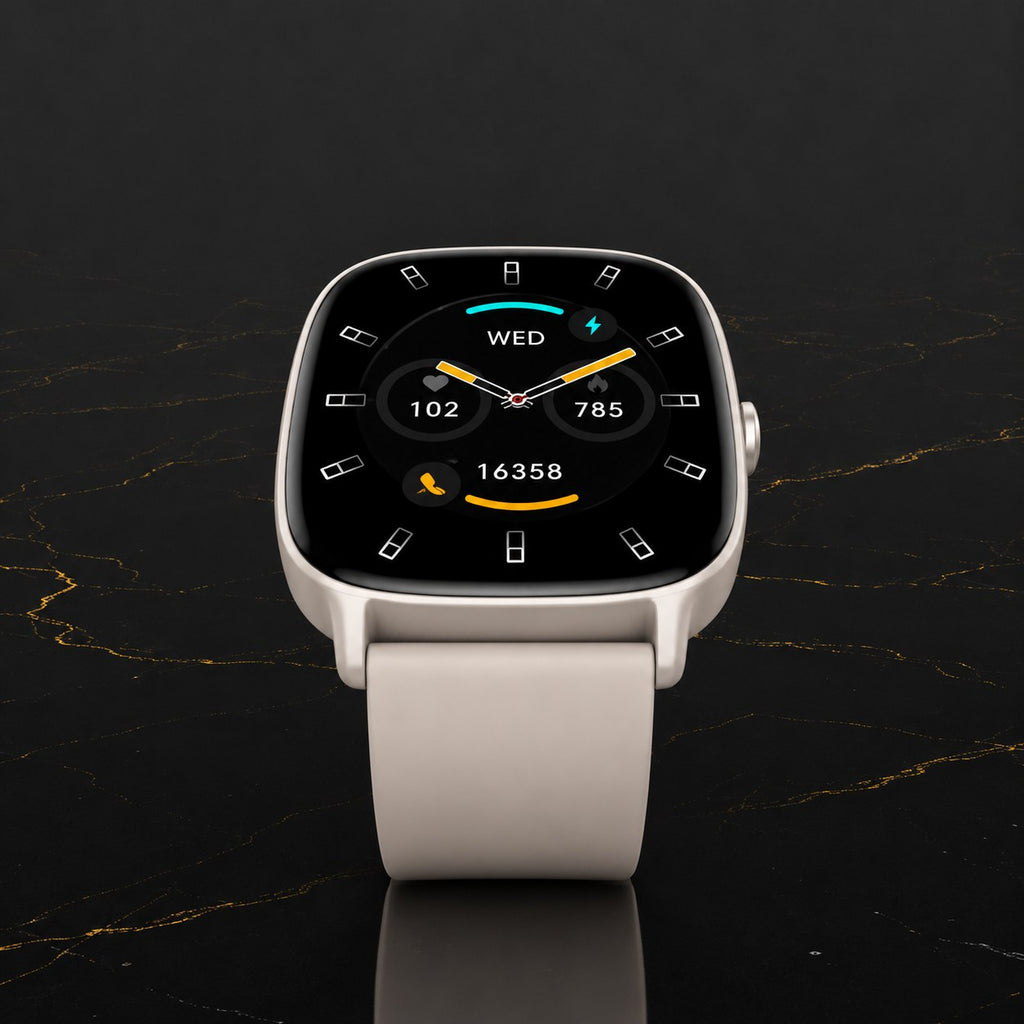 KSIX Pulse Smartwatch – 1.83" Display, IP68 Waterproof (Beige Edition)
