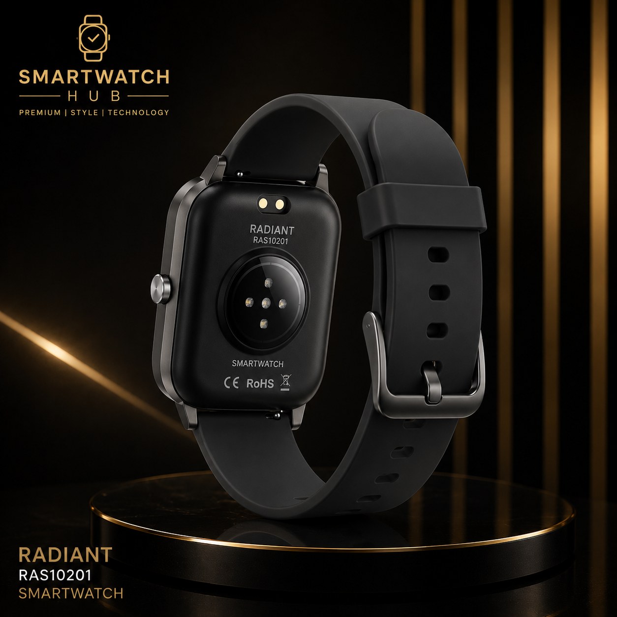 Radiant Queensboro Smartwatch – Bluetooth Calling & Activity Tracker (Gold Edition)