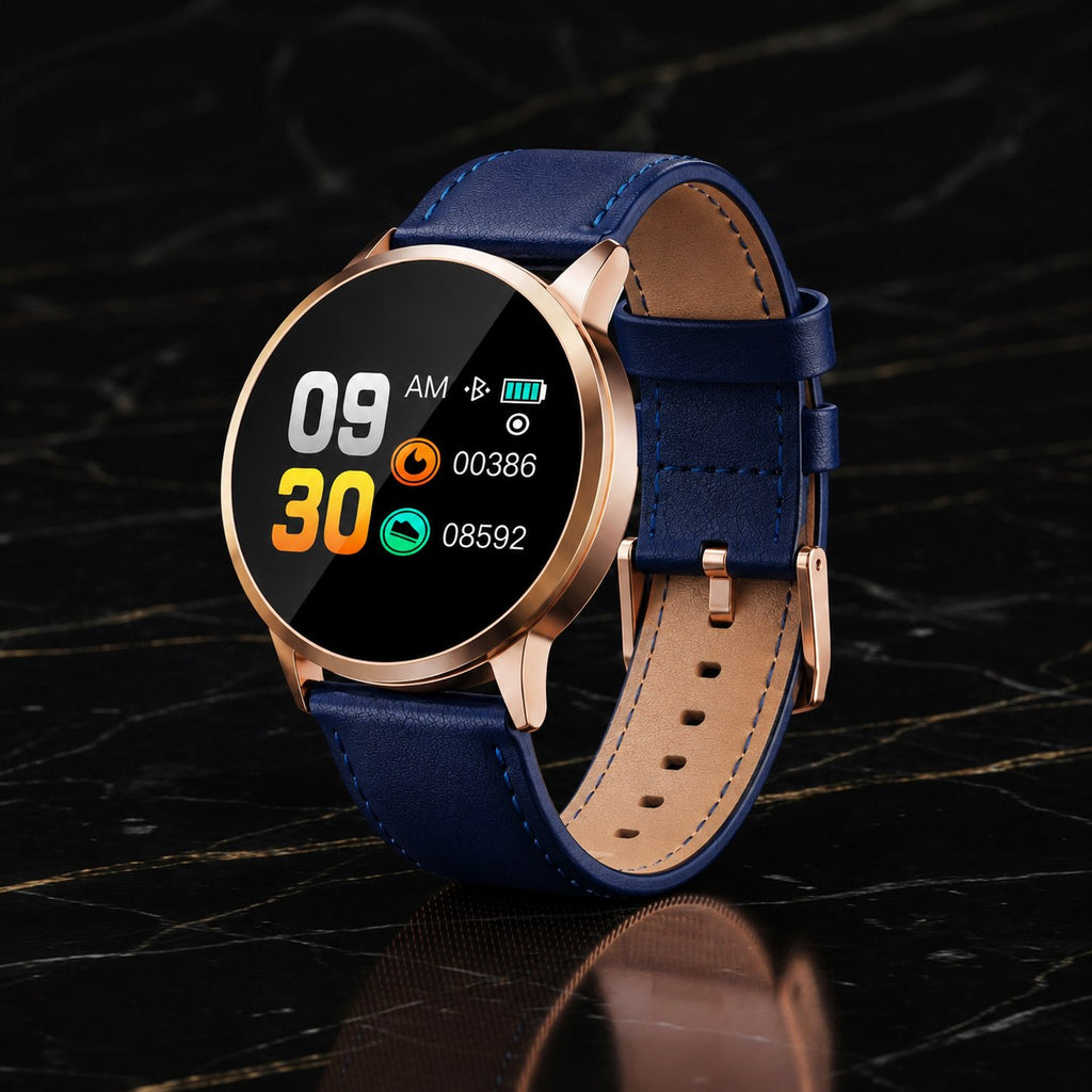 AuraTrack Smartwatch – Rose-Gold Wellness & Activity Monitor