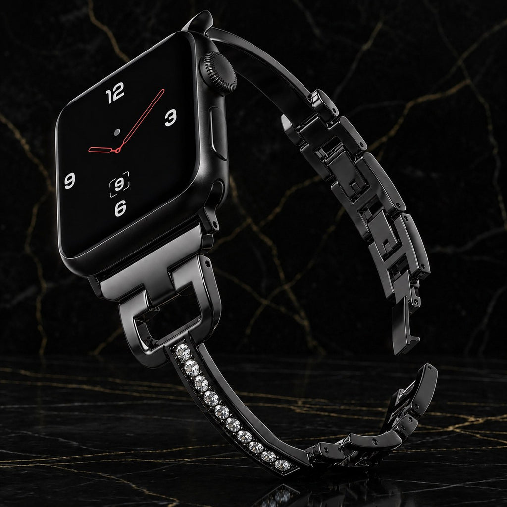 DiamondLink Luxury Crystal Bracelet for Apple Watch – Gold Edition