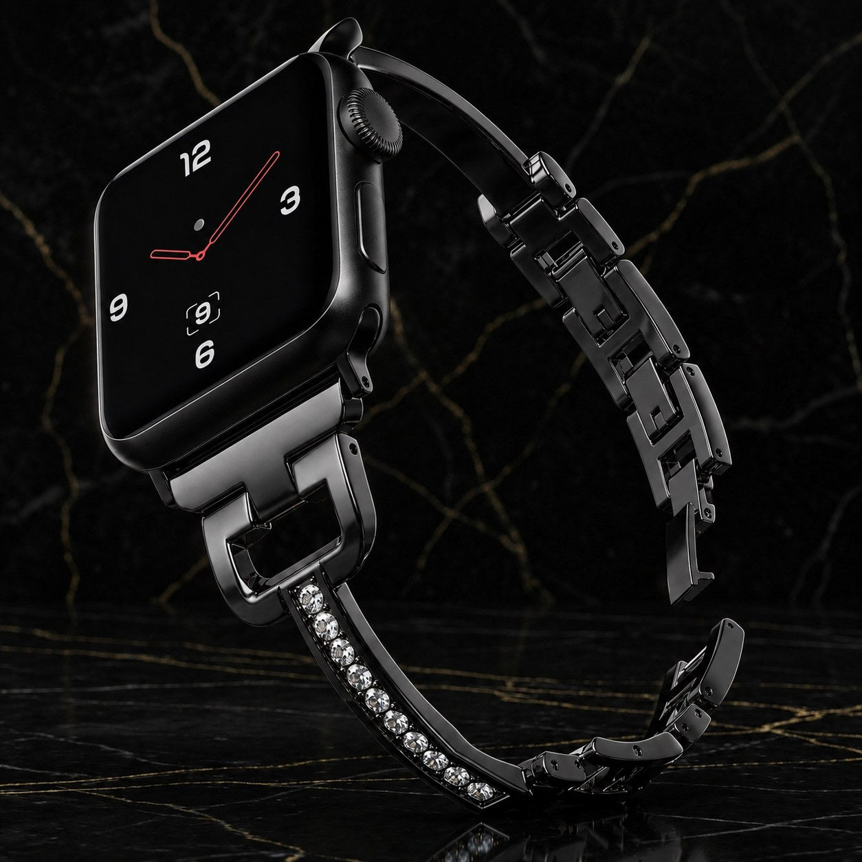 DiamondLink Luxury Crystal Bracelet for Apple Watch – Gold Edition