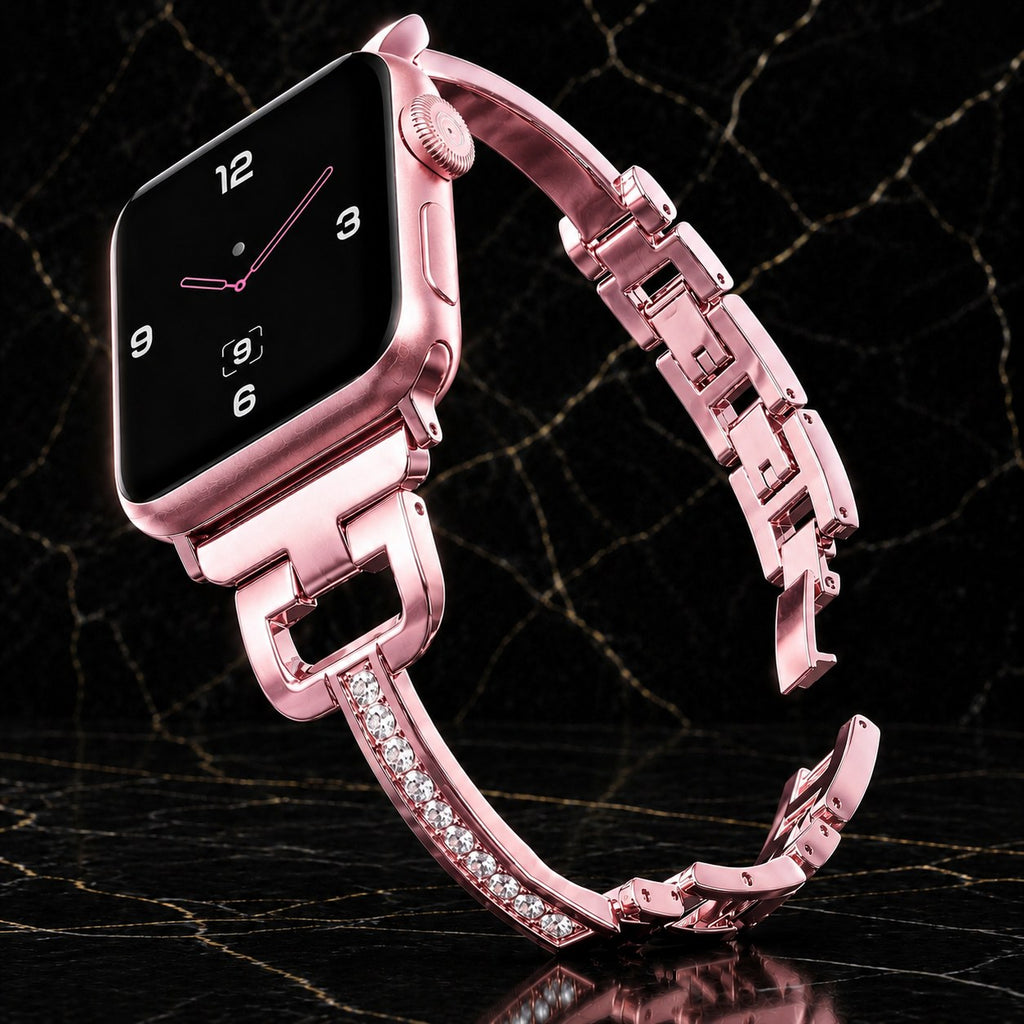 DiamondLink Luxury Crystal Bracelet for Apple Watch – Gold Edition