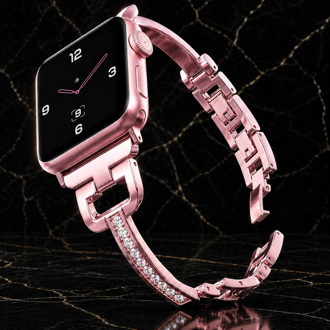 DiamondLink Luxury Crystal Bracelet for Apple Watch – Gold Edition
