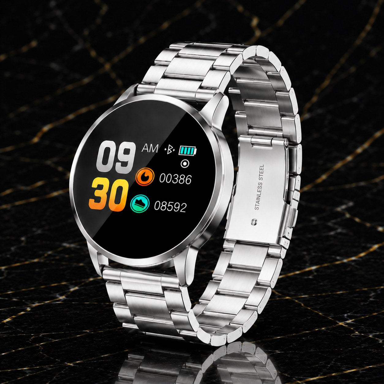 AuraTrack Smartwatch – Rose-Gold Wellness & Activity Monitor
