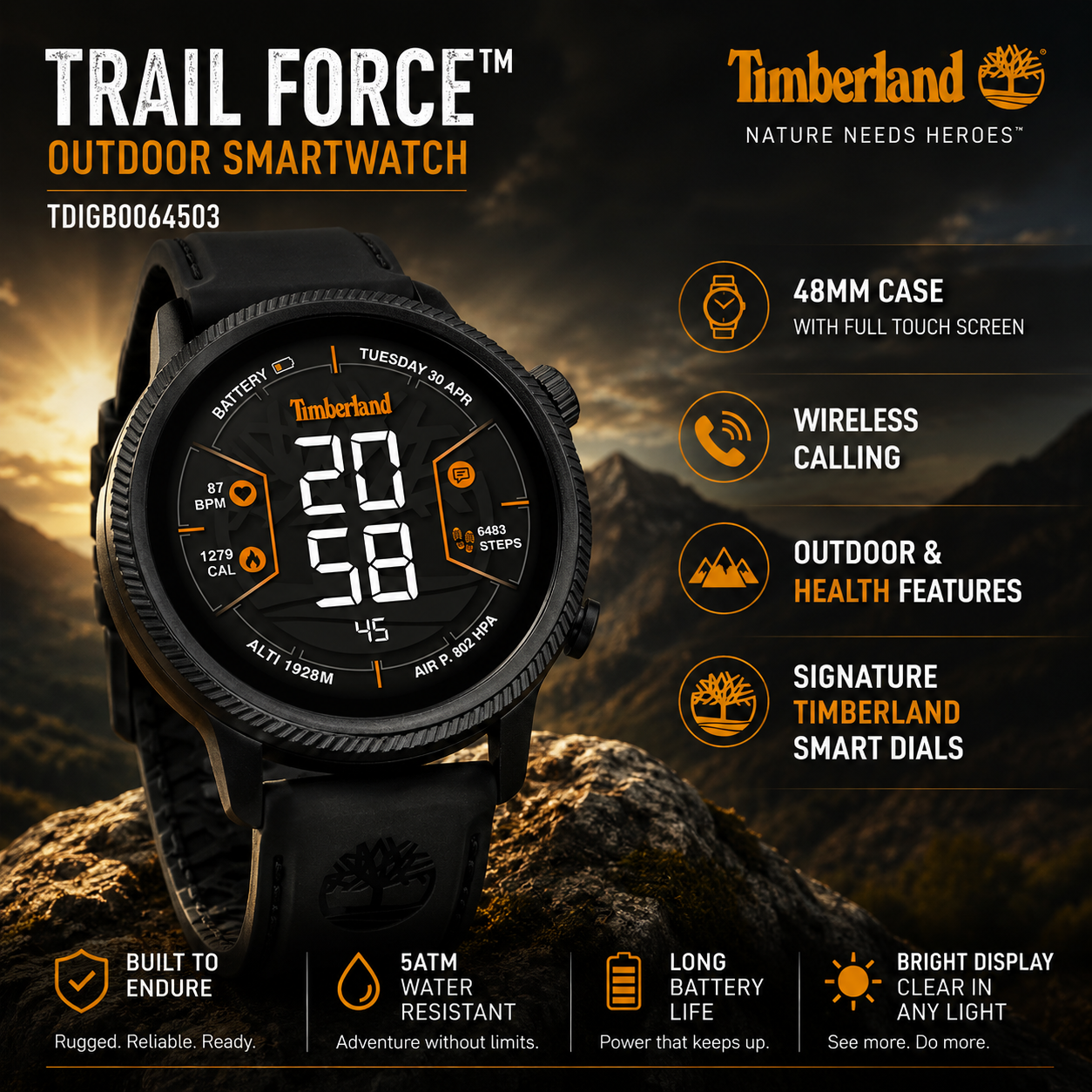 ⌚ Timberland Trail Force™ Outdoor Smartwatch
 TDIGB0064503