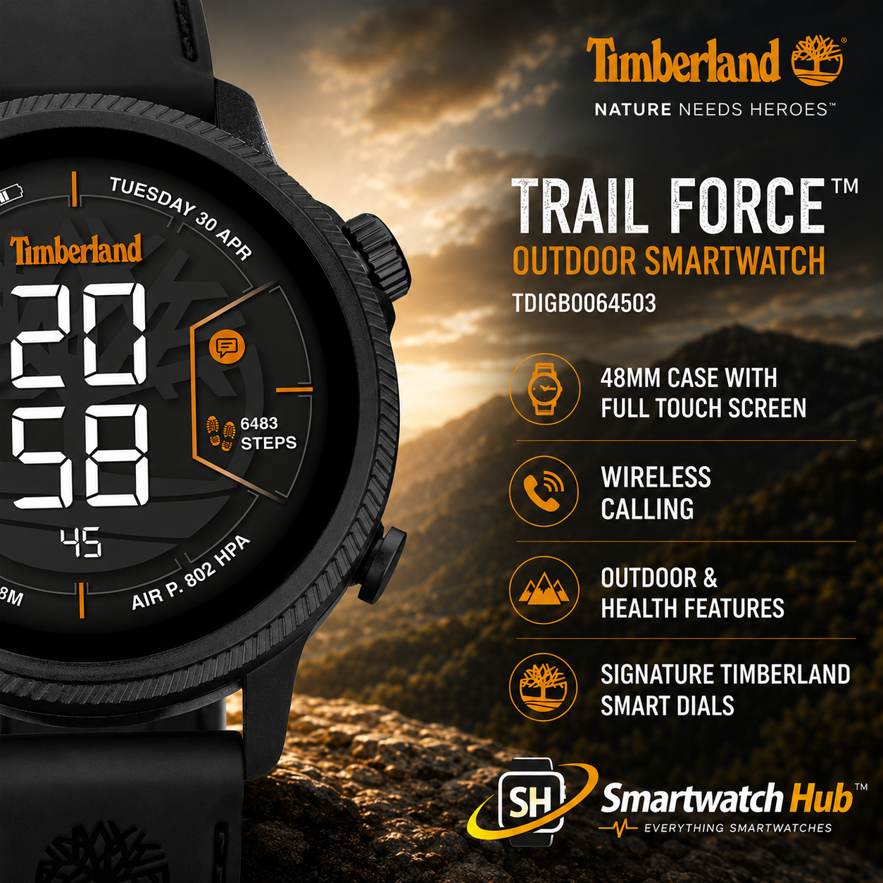 ⌚ Timberland Trail Force™ Outdoor Smartwatch
 TDIGB0064503