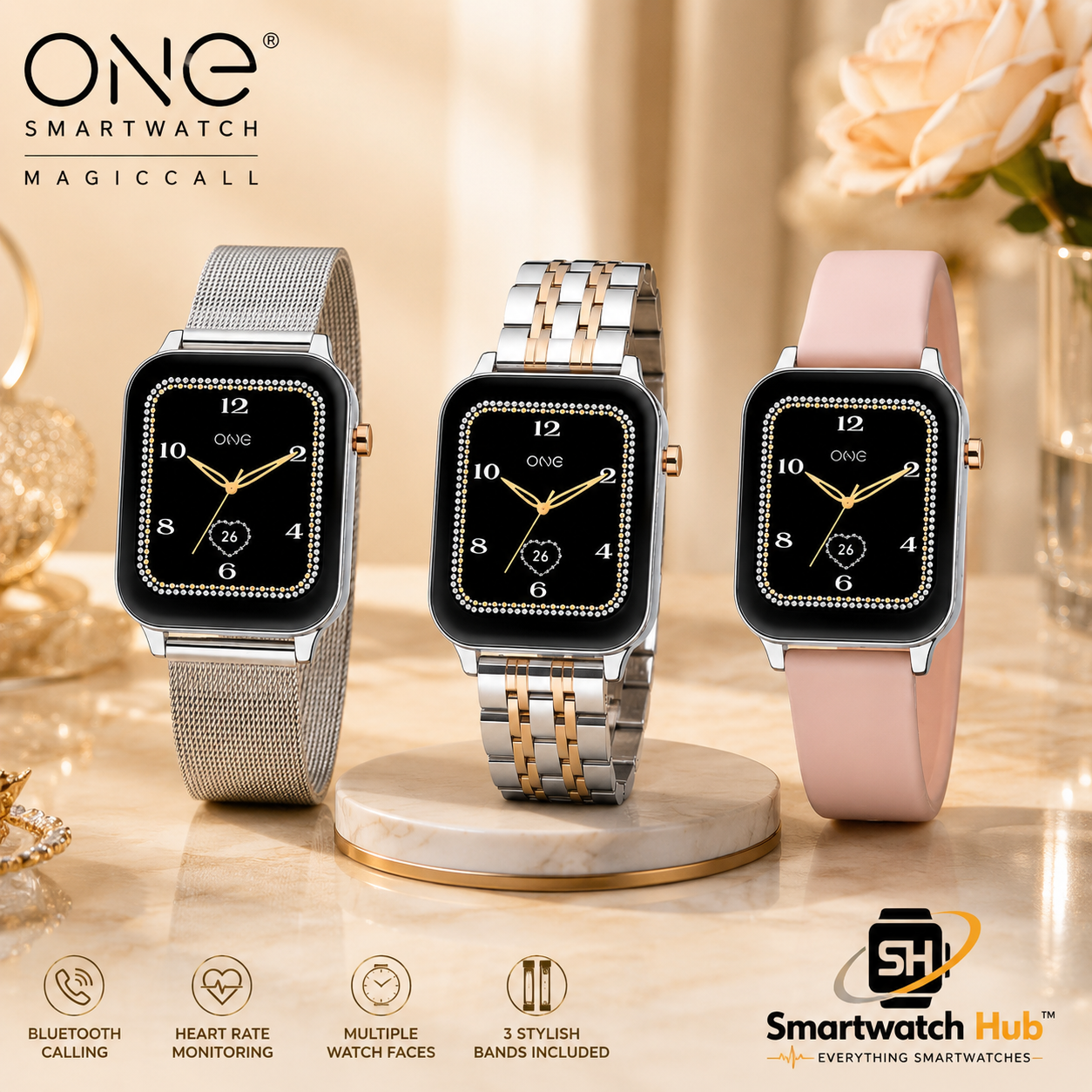 ONE MagicCall Luxury Women's Smartwatch Set – Bluetooth Calling Watch