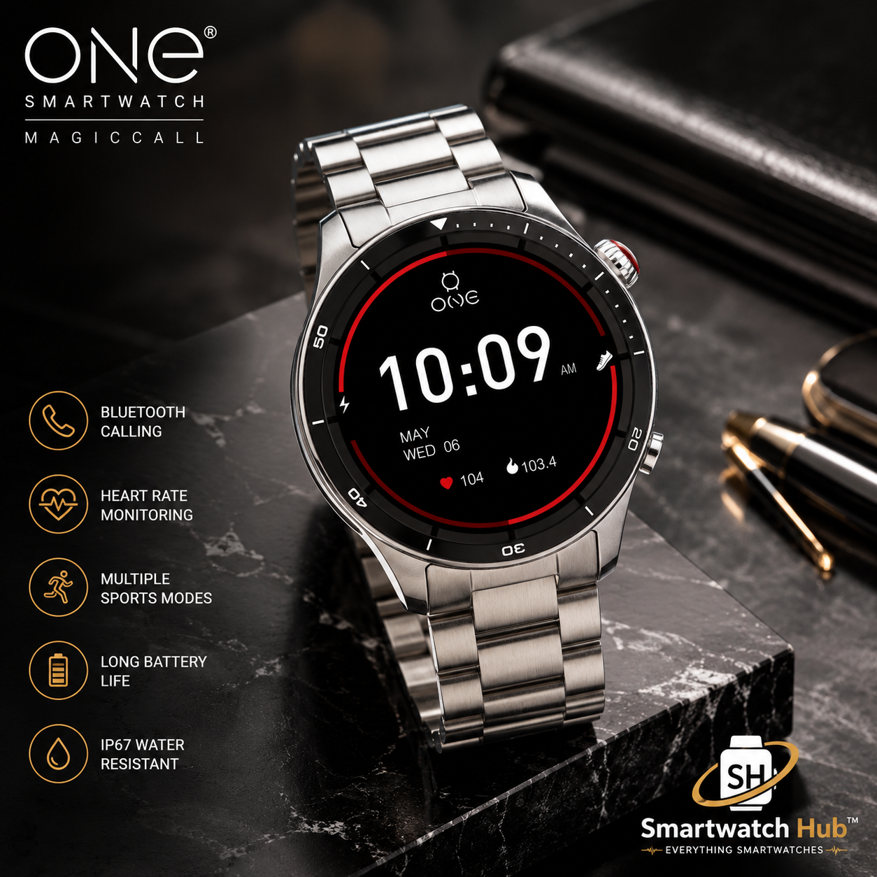 ONE AlphaCall Premium Stainless Steel Smartwatch – Bluetooth Calling Watch