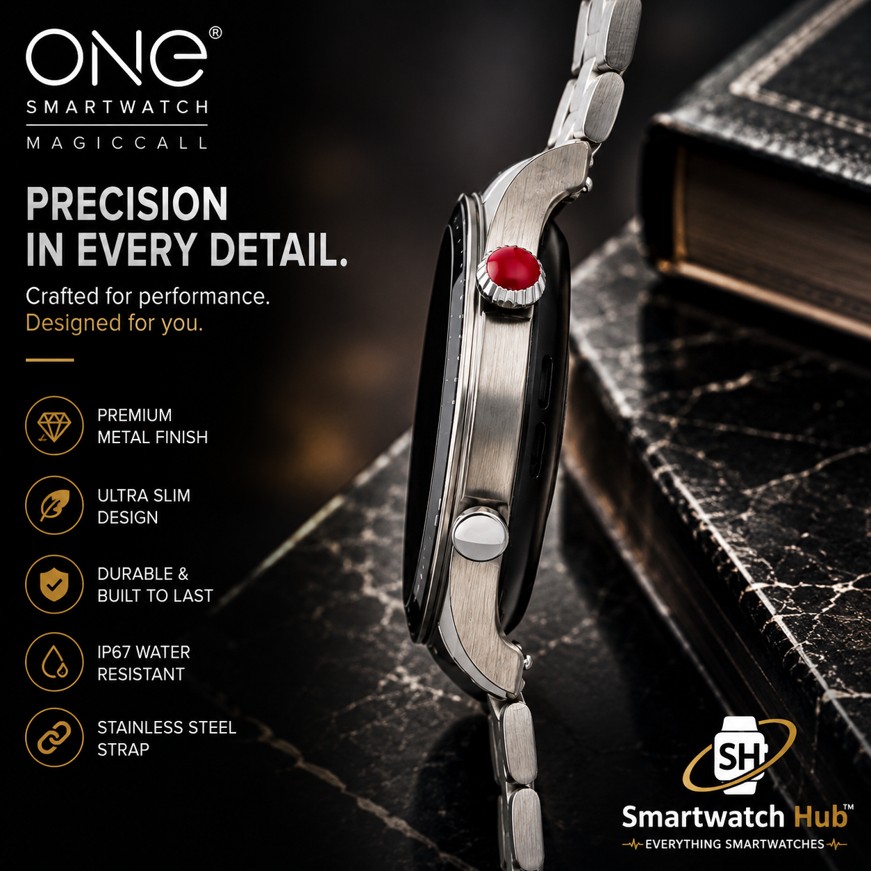 ONE AlphaCall Premium Stainless Steel Smartwatch – Bluetooth Calling Watch