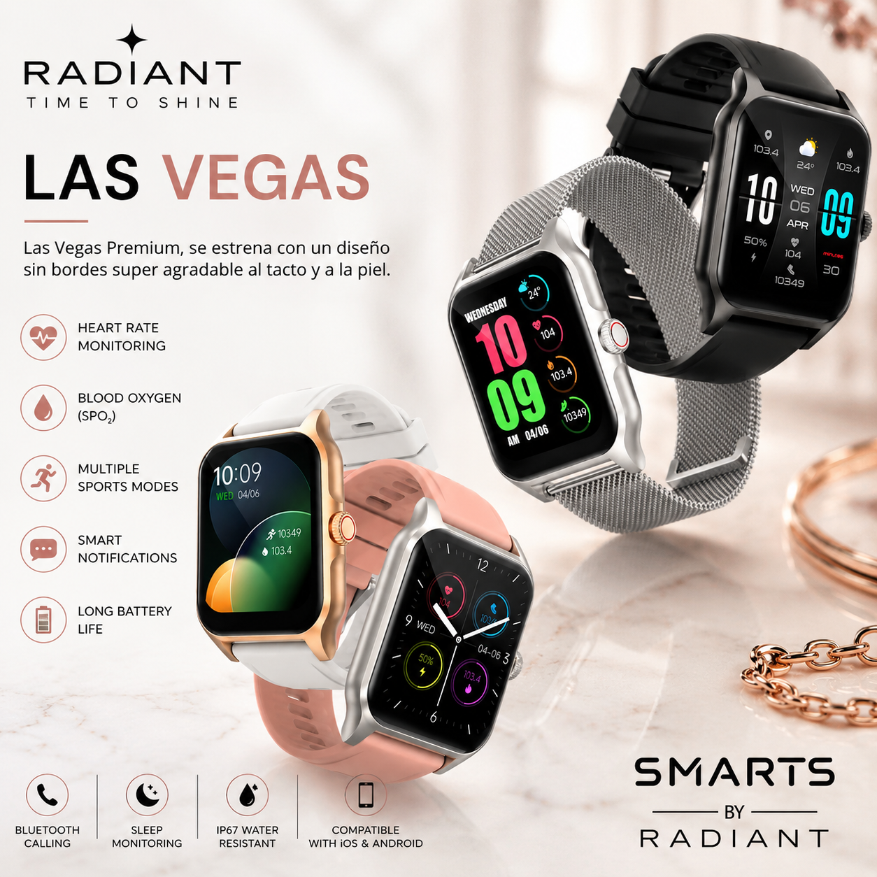 Radiant Elegance Smartwatch – Bluetooth Calling & Activity Tracker (Pink Edition)
