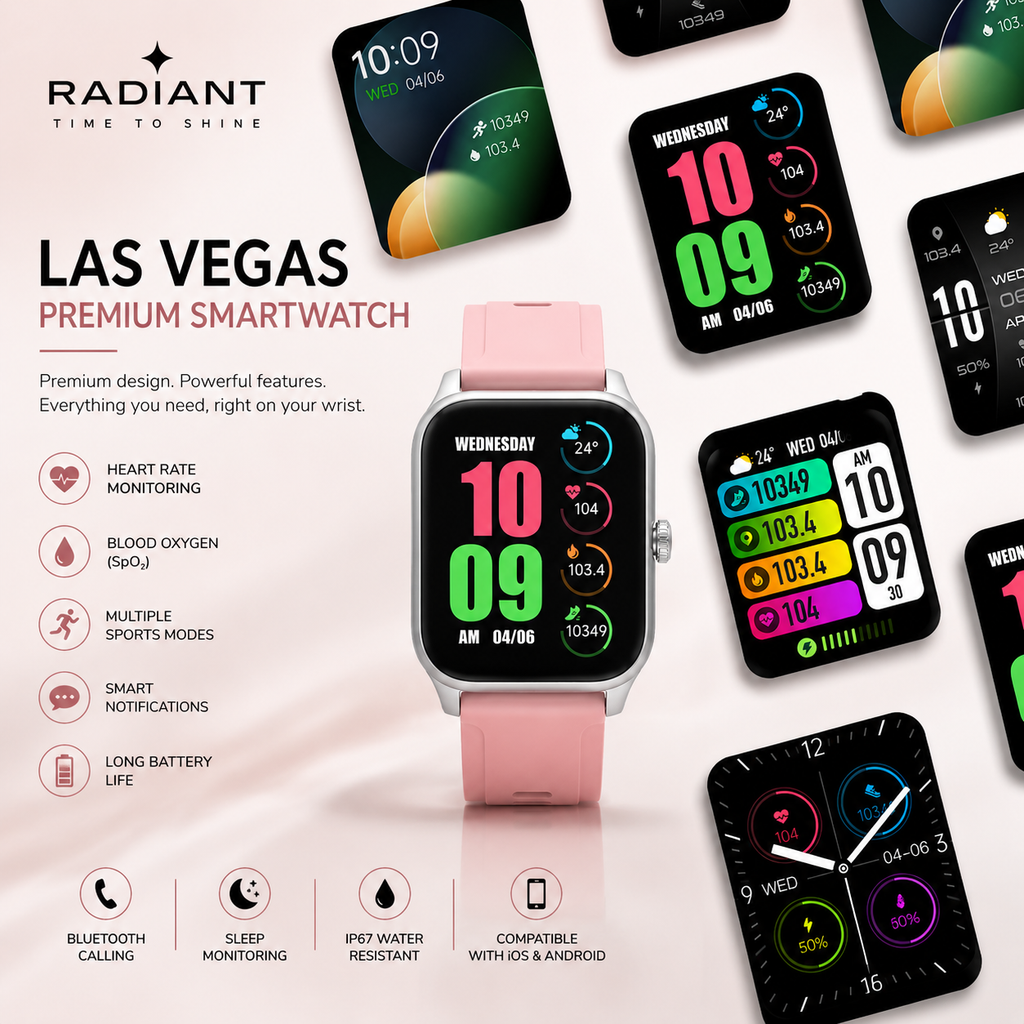 Radiant Elegance Smartwatch – Bluetooth Calling & Activity Tracker (Pink Edition)