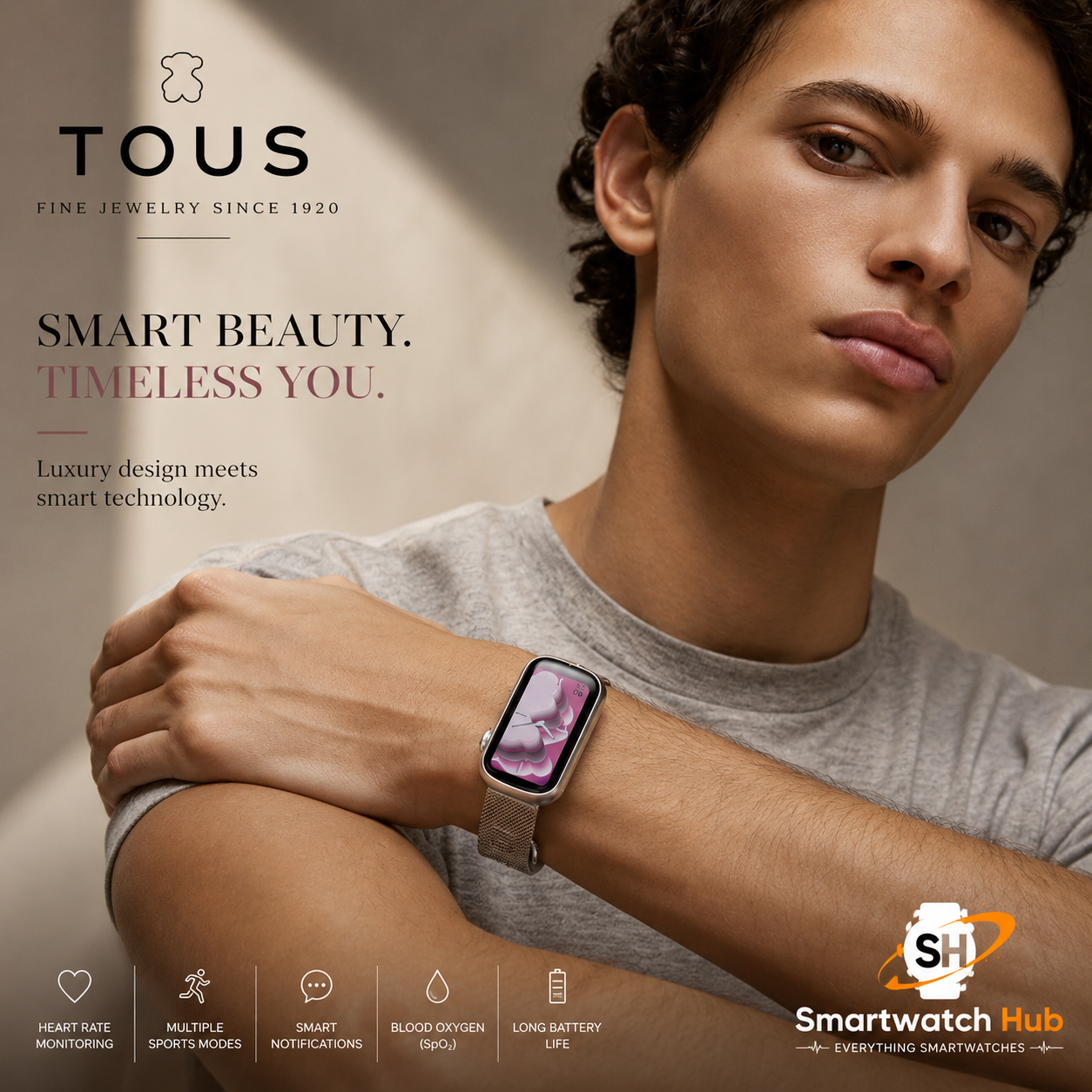 TOUS T-Band Mesh Smartwatch – Elegant Bluetooth Activity Tracker
