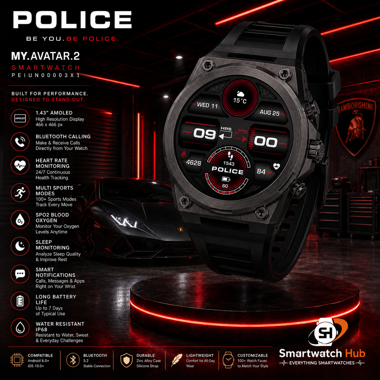 POLICE My.Avatar 2 Elite AMOLED Smartwatch – Premium Bluetooth Calling Watch