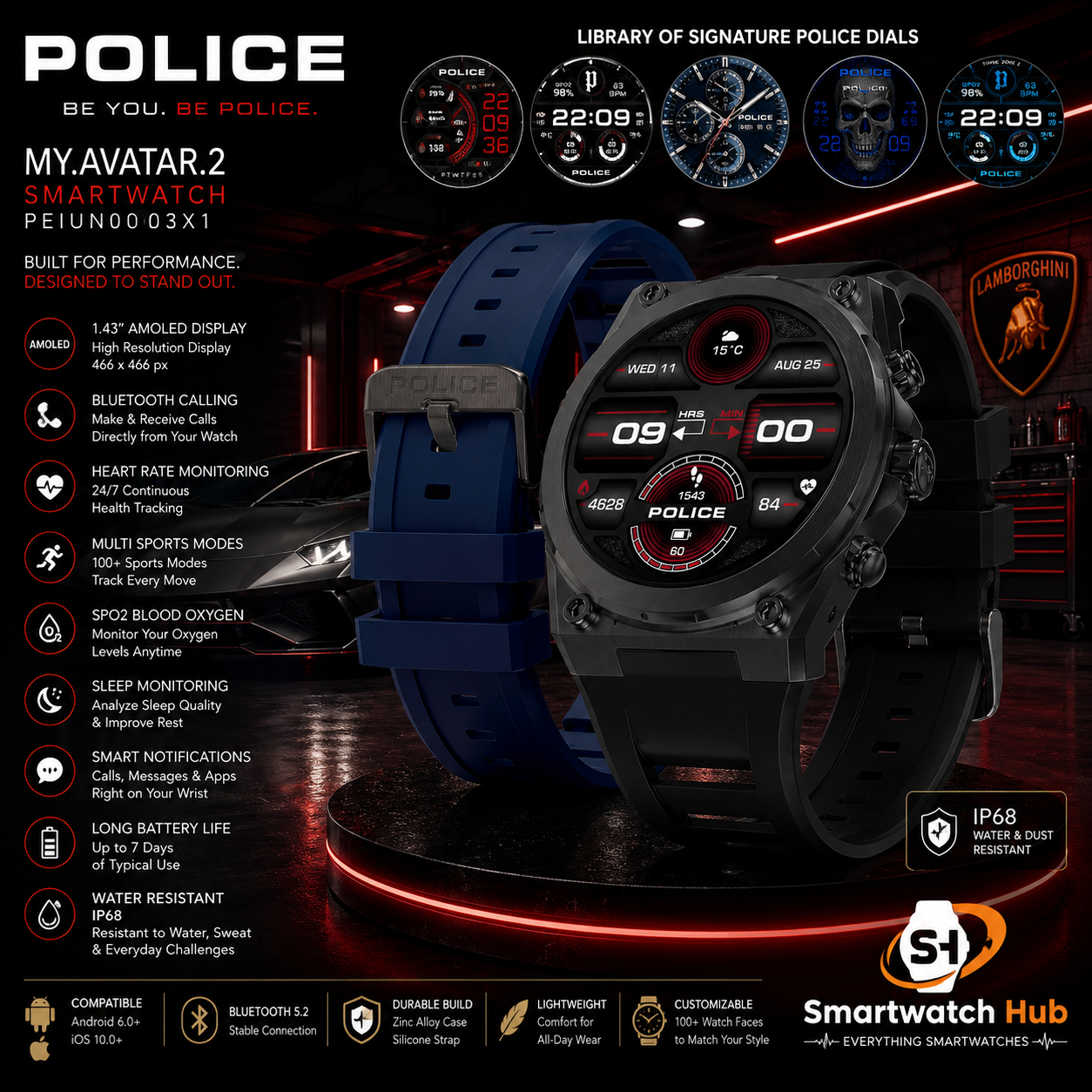 POLICE My.Avatar 2 Elite AMOLED Smartwatch – Premium Bluetooth Calling Watch