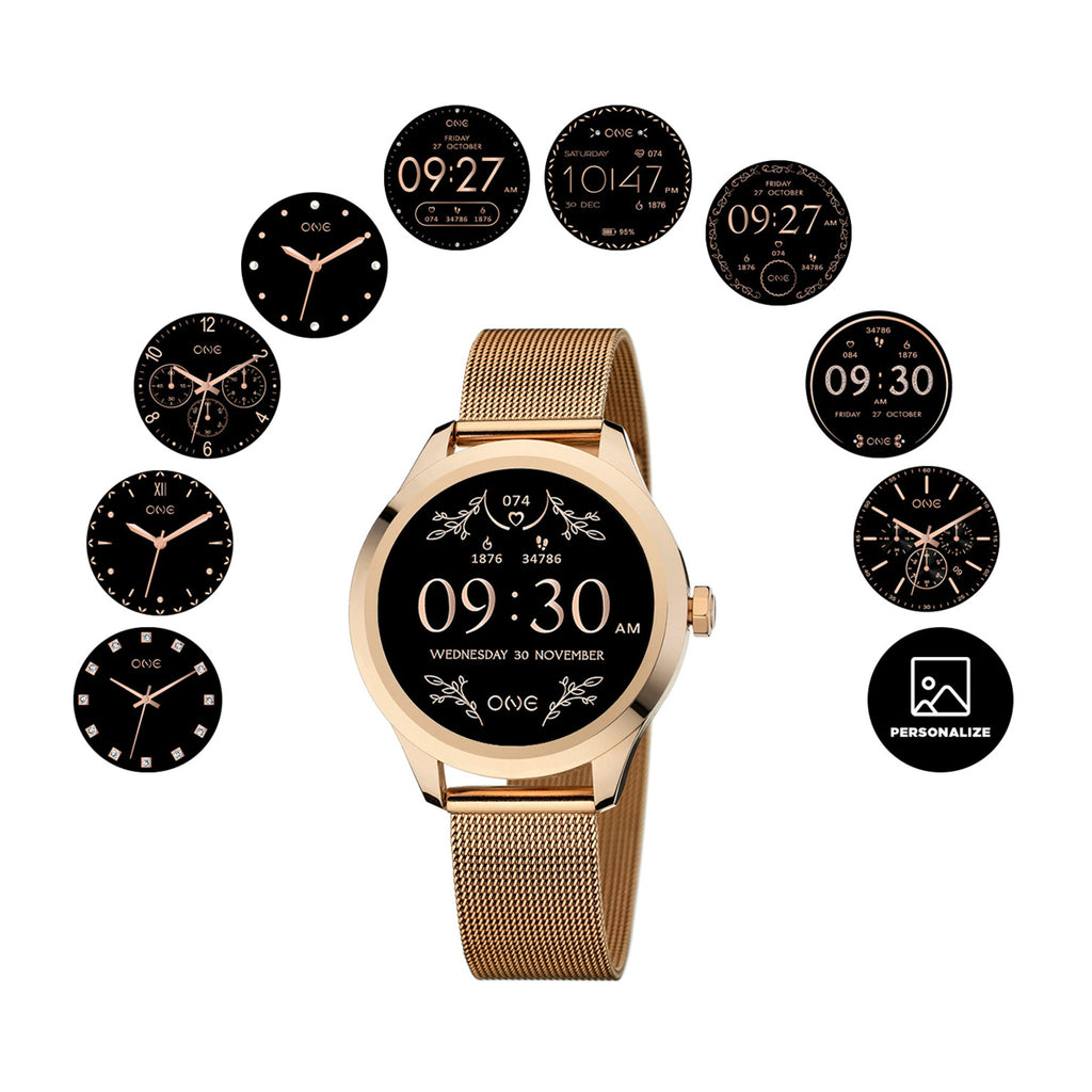 ONE Smartwatch – Bluetooth Calling & Activity Tracker (Rose Mesh Edition)