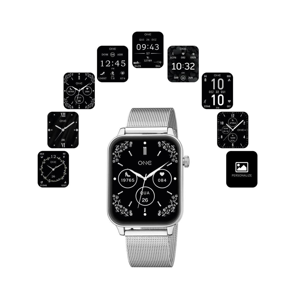 ONE Smartwatch – Bluetooth Calling & Activity Tracker (Silver Sport 4197)