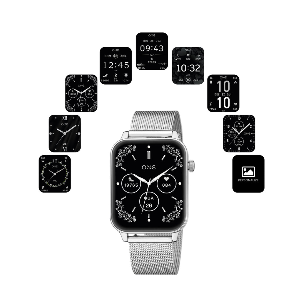 ONE Smartwatch – Bluetooth Calling & Activity Tracker (Silver Sport 4197)