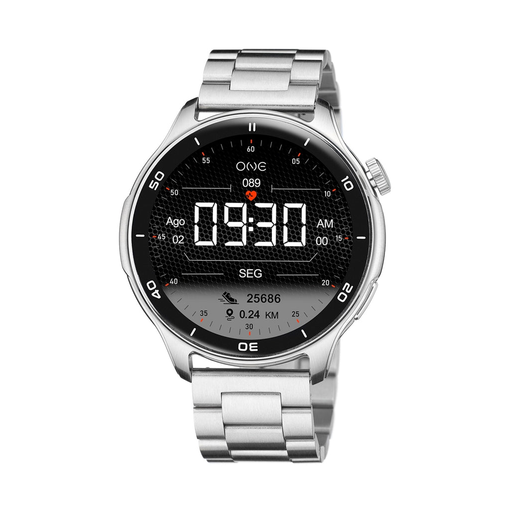 ONE Smartwatch – Large Display Bluetooth Calling Watch (Silver Edition)