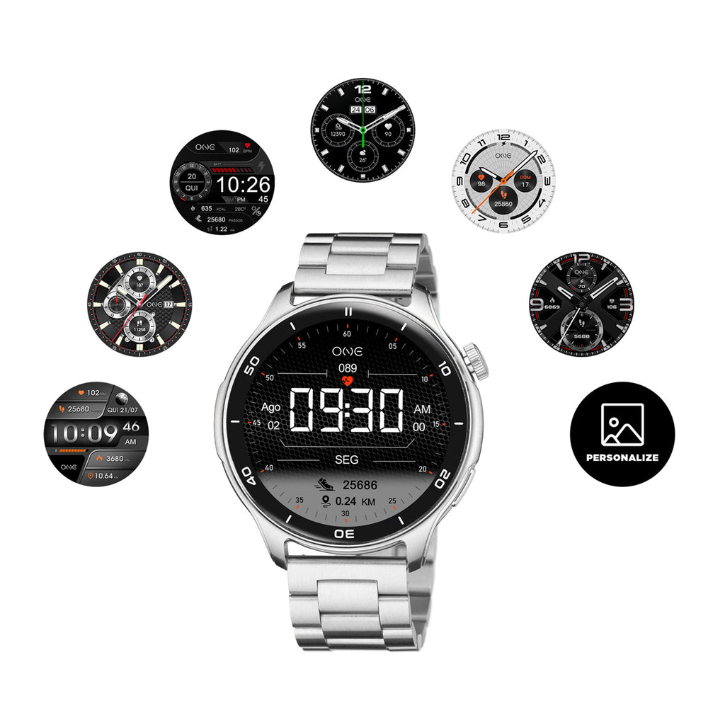 ONE Smartwatch – Large Display Bluetooth Calling Watch (Silver Edition)