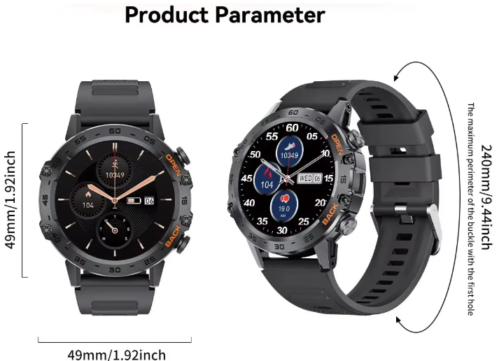 Men's Bluetooth Smartwatch – Calls, Notifications & Activity Tracker (Black)